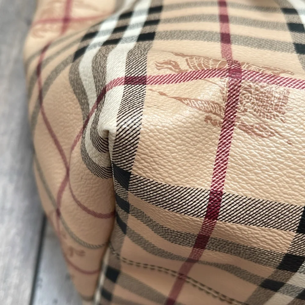 Authentic Burberry Plaid Haymarket Salisbury Tote Shoulder Bag Double Handle - Picture 10 of 17